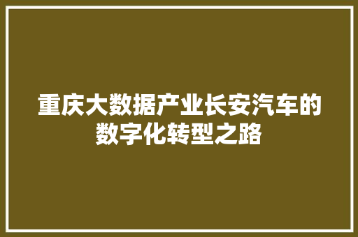 重庆大数据产业长安汽车的数字化转型之路