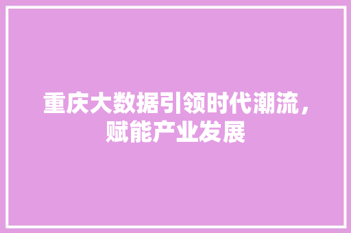 重庆大数据引领时代潮流，赋能产业发展  第1张
