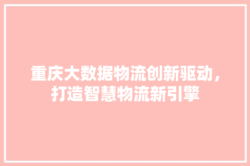 重庆大数据物流创新驱动，打造智慧物流新引擎  第1张