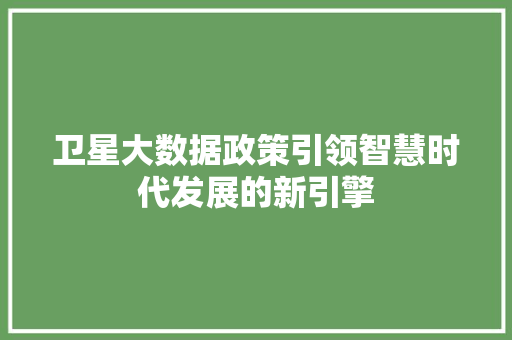 卫星大数据政策引领智慧时代发展的新引擎  第1张