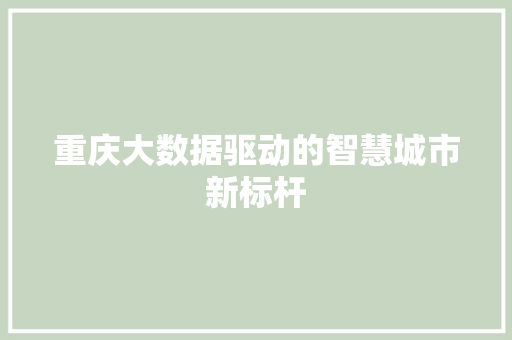 重庆大数据驱动的智慧城市新标杆  第1张