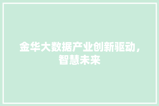 金华大数据产业创新驱动，智慧未来