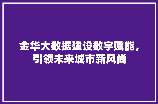金华大数据建设数字赋能，引领未来城市新风尚