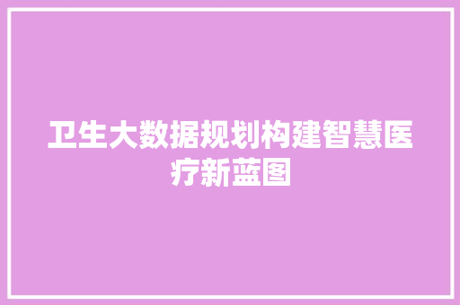 卫生大数据规划构建智慧医疗新蓝图  第1张