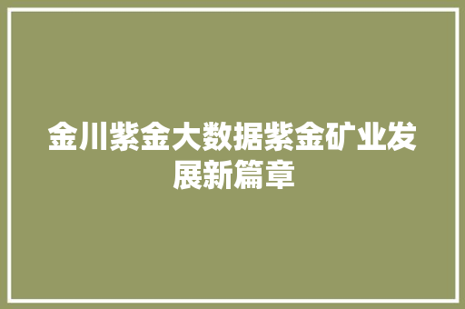 金川紫金大数据紫金矿业发展新篇章
