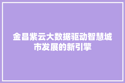 金昌紫云大数据驱动智慧城市发展的新引擎