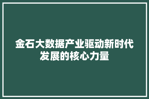 金石大数据产业驱动新时代发展的核心力量