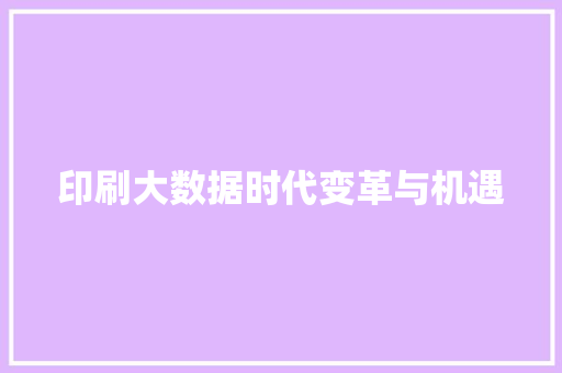 印刷大数据时代变革与机遇