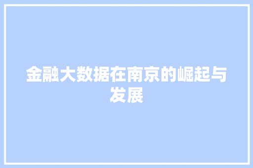 金融大数据在南京的崛起与发展  第1张