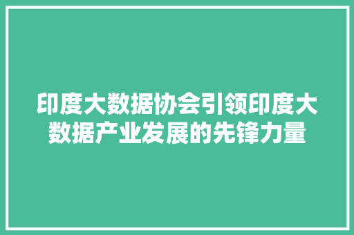 印度大数据协会引领印度大数据产业发展的先锋力量