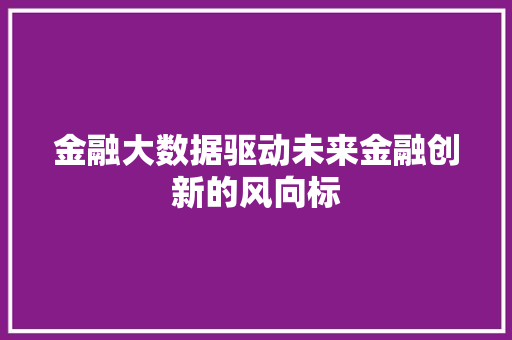 金融大数据驱动未来金融创新的风向标  第1张