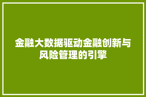 金融大数据驱动金融创新与风险管理的引擎  第1张