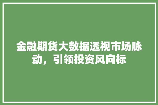 金融期货大数据透视市场脉动，引领投资风向标  第1张