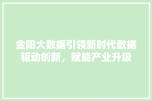 金阳大数据引领新时代数据驱动创新，赋能产业升级