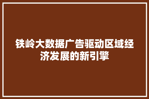 铁岭大数据广告驱动区域经济发展的新引擎