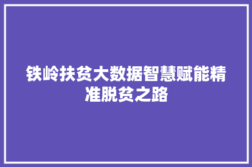 铁岭扶贫大数据智慧赋能精准脱贫之路