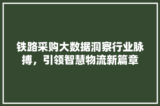 铁路采购大数据洞察行业脉搏，引领智慧物流新篇章