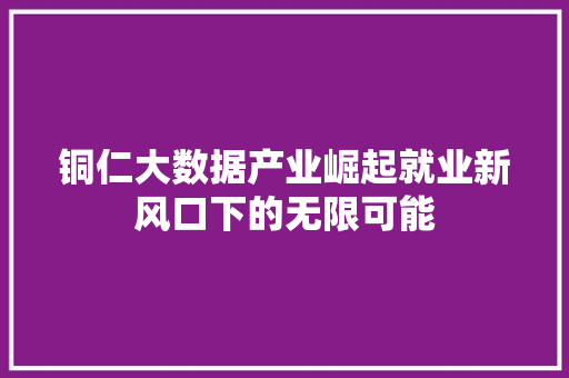 铜仁大数据产业崛起就业新风口下的无限可能  第1张