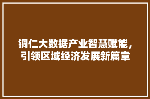铜仁大数据产业智慧赋能，引领区域经济发展新篇章  第1张