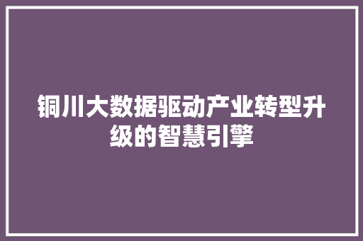 铜川大数据驱动产业转型升级的智慧引擎