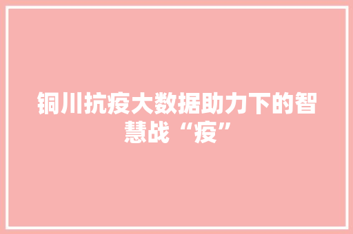 铜川抗疫大数据助力下的智慧战“疫”