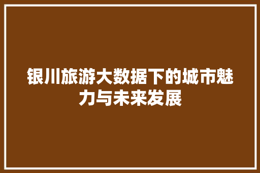 银川旅游大数据下的城市魅力与未来发展