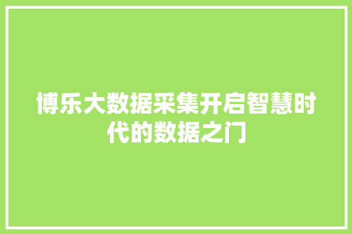 博乐大数据采集开启智慧时代的数据之门  第1张