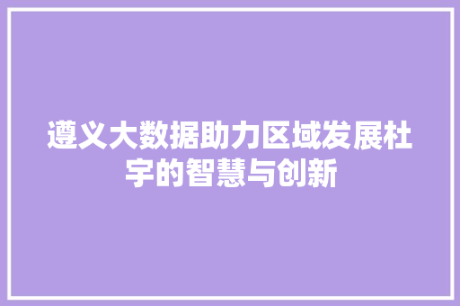 遵义大数据助力区域发展杜宇的智慧与创新  第1张