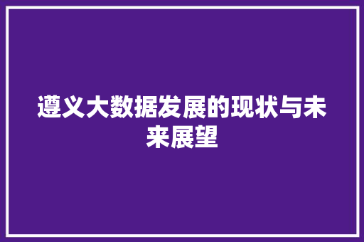 遵义大数据发展的现状与未来展望  第1张