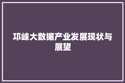 邛崃大数据产业发展现状与展望