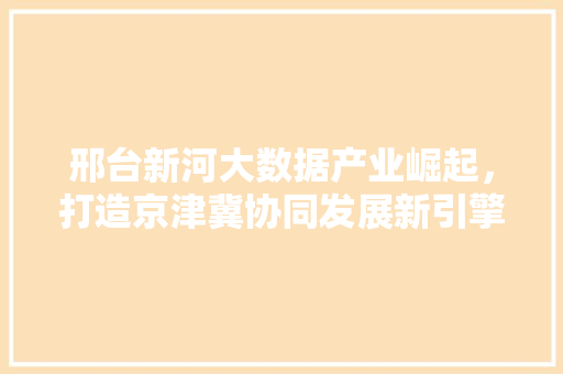 邢台新河大数据产业崛起，打造京津冀协同发展新引擎
