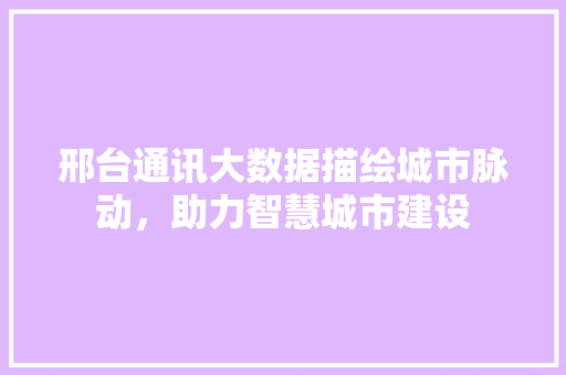 邢台通讯大数据描绘城市脉动，助力智慧城市建设
