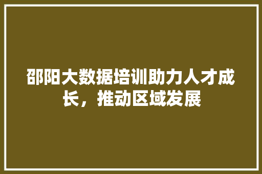 邵阳大数据培训助力人才成长，推动区域发展