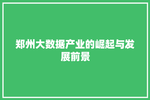 郑州大数据产业的崛起与发展前景  第1张
