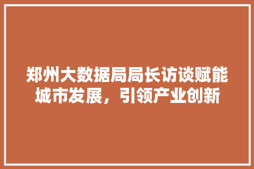 郑州大数据局局长访谈赋能城市发展，引领产业创新  第1张