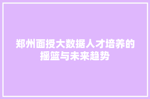 郑州面授大数据人才培养的摇篮与未来趋势
