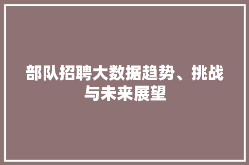 部队招聘大数据趋势、挑战与未来展望
