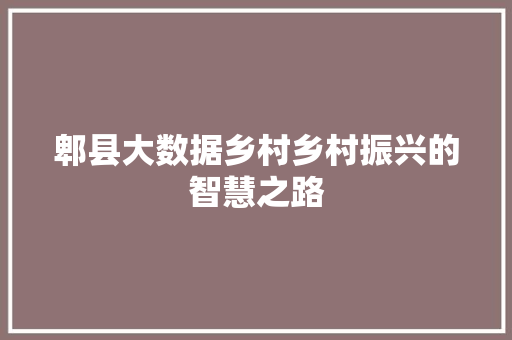 郫县大数据乡村乡村振兴的智慧之路