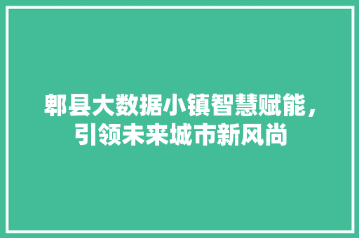 郫县大数据小镇智慧赋能，引领未来城市新风尚