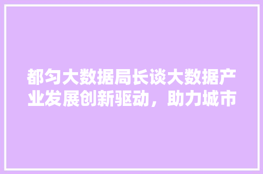都匀大数据局长谈大数据产业发展创新驱动，助力城市转型升级