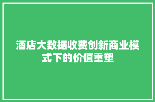 酒店大数据收费创新商业模式下的价值重塑  第1张