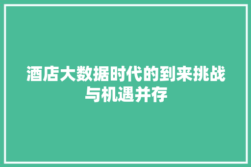 酒店大数据时代的到来挑战与机遇并存  第1张