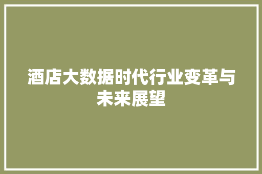 酒店大数据时代行业变革与未来展望  第1张
