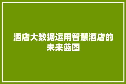 酒店大数据运用智慧酒店的未来蓝图  第1张