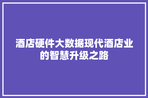 酒店硬件大数据现代酒店业的智慧升级之路