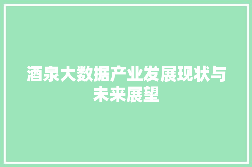 酒泉大数据产业发展现状与未来展望  第1张