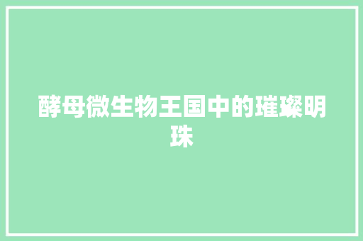 酵母微生物王国中的璀璨明珠