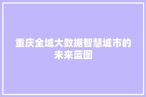 重庆全域大数据智慧城市的未来蓝图  第1张