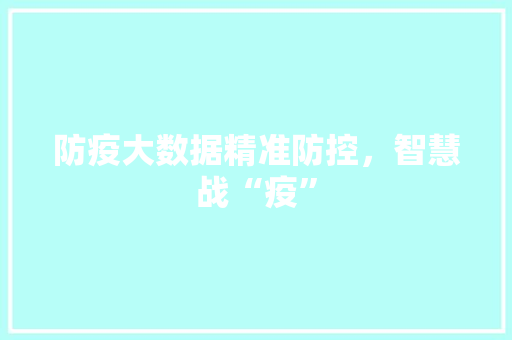 防疫大数据精准防控，智慧战“疫”  第1张