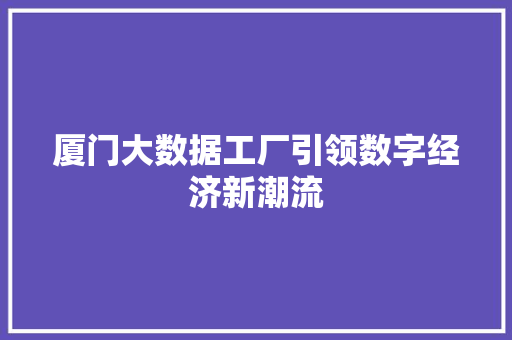 厦门大数据工厂引领数字经济新潮流  第1张